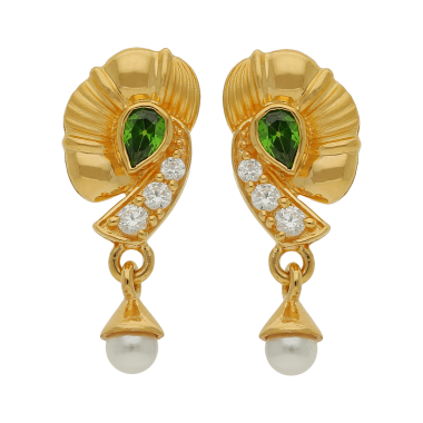 Sparking Green Stone Gold Earring Drops